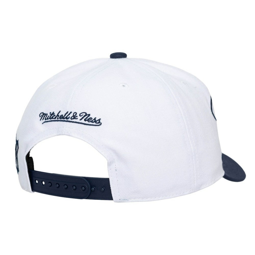 Detroit Tigers Mitchell & Ness Unisex XL Script Pro Crown Snapback Hat - White/Navy Hats