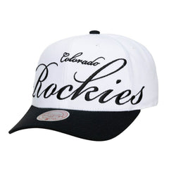 Colorado Rockies Mitchell & Ness Unisex XL Script Pro Crown Snapback Hat - White/Black Hats