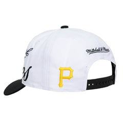 Pittsburgh Pirates Mitchell & Ness Unisex XL Script Pro Crown Adjustable Hat - White/Black Hats