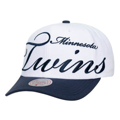Minnesota Twins Mitchell & Ness Unisex XL Script Pro Crown Adjustable Hat - White/Navy Hats
