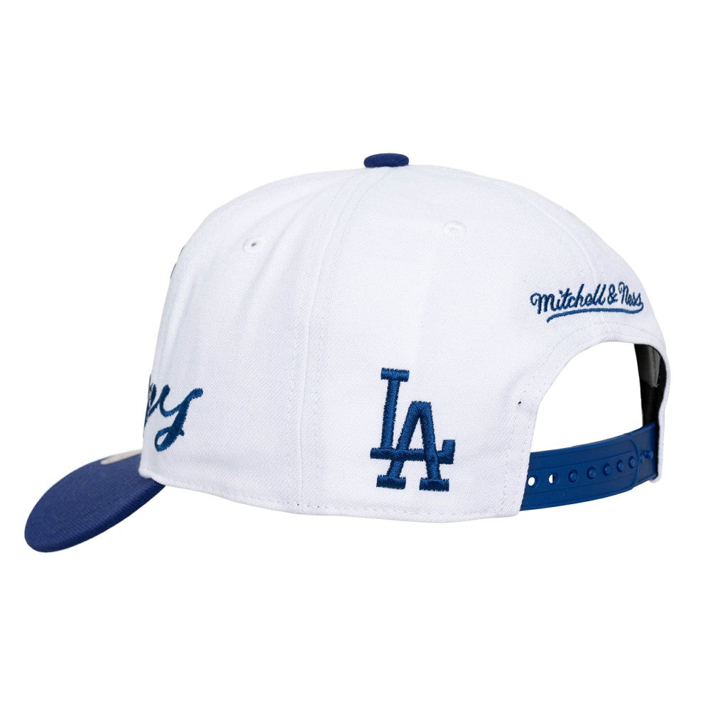 Los Angeles Dodgers Mitchell & Ness Unisex XL Script Pro Crown Snapback Hat - White/Royal Hats