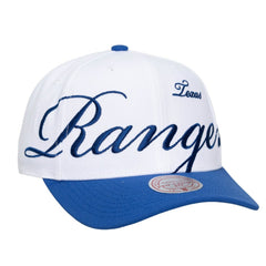 Texas Rangers Mitchell & Ness Unisex XL Script Pro Crown Adjustable Hat - White/Royal Hats
