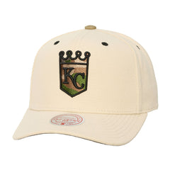 Kansas City Royals Mitchell & Ness Unisex Camo Logo Pro Crown Snapback Hat - Cream Hats