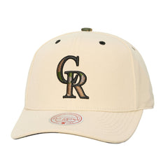 Colorado Rockies Mitchell & Ness Unisex Camo Logo Pro Crown Snapback Hat - Cream Hats