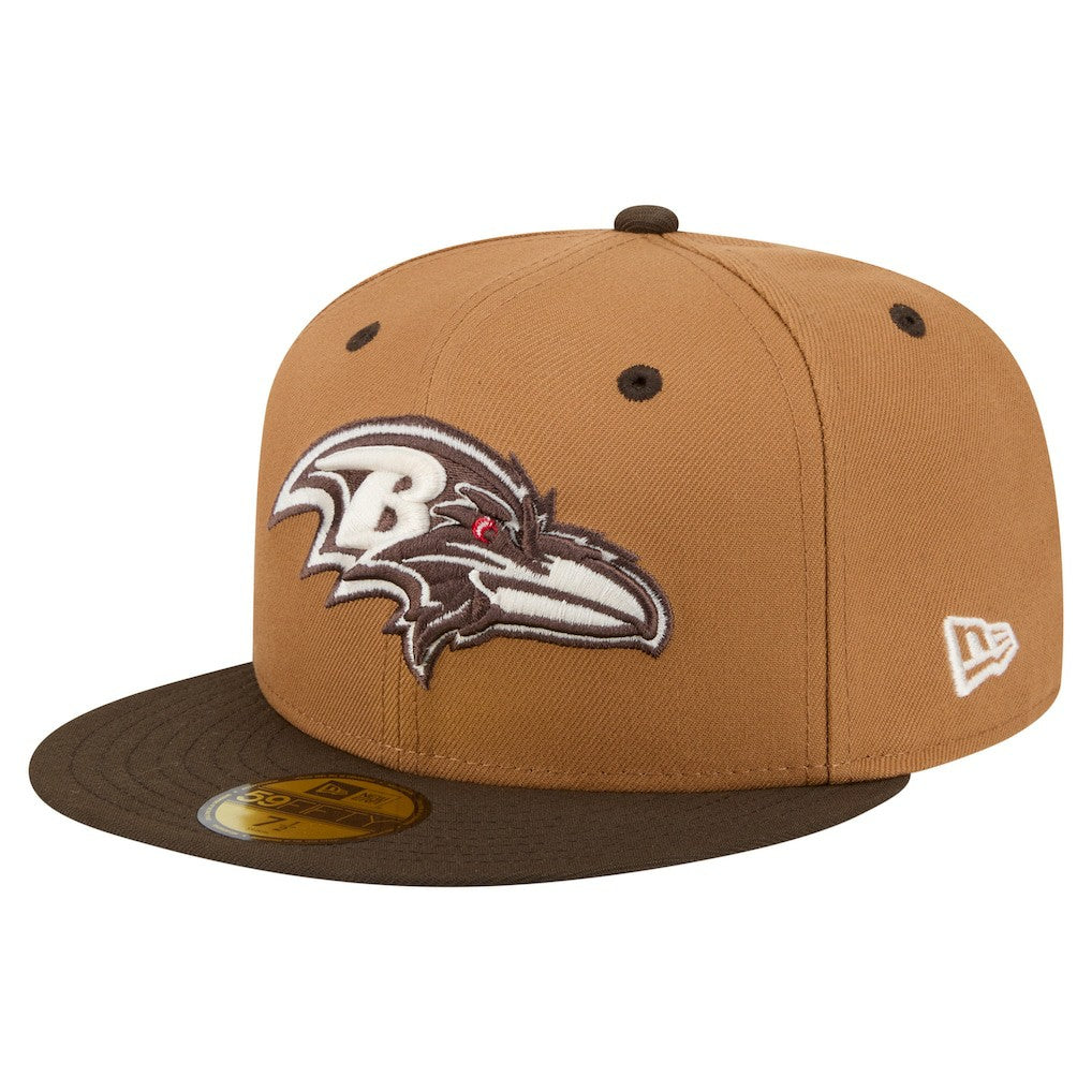 Baltimore Ravens New Era Two-Tone Walnut 59FIFTY Fitted Hat - Light Brown/Dark Brown Hats