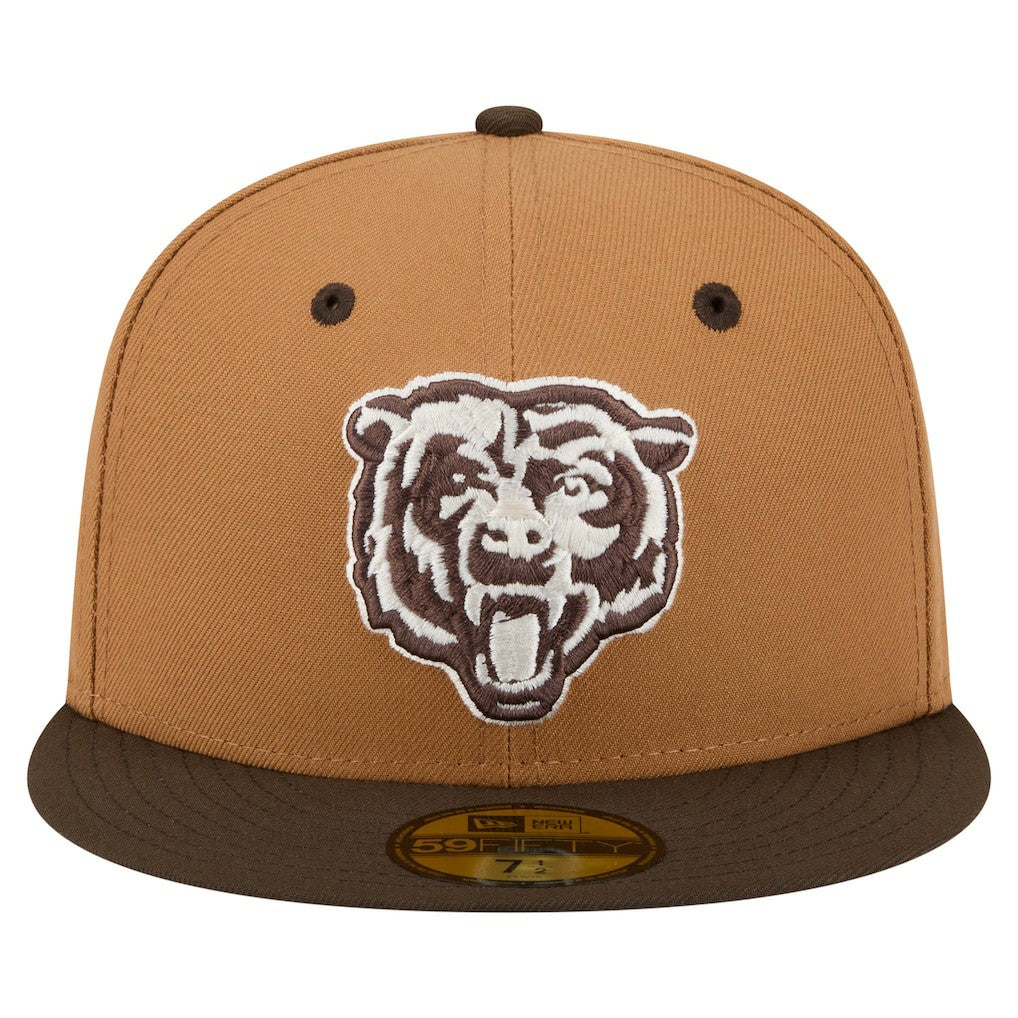 Chicago Bears New Era Two-Tone Walnut 59FIFTY Fitted Hat - Light Brown/Dark Brown Hats