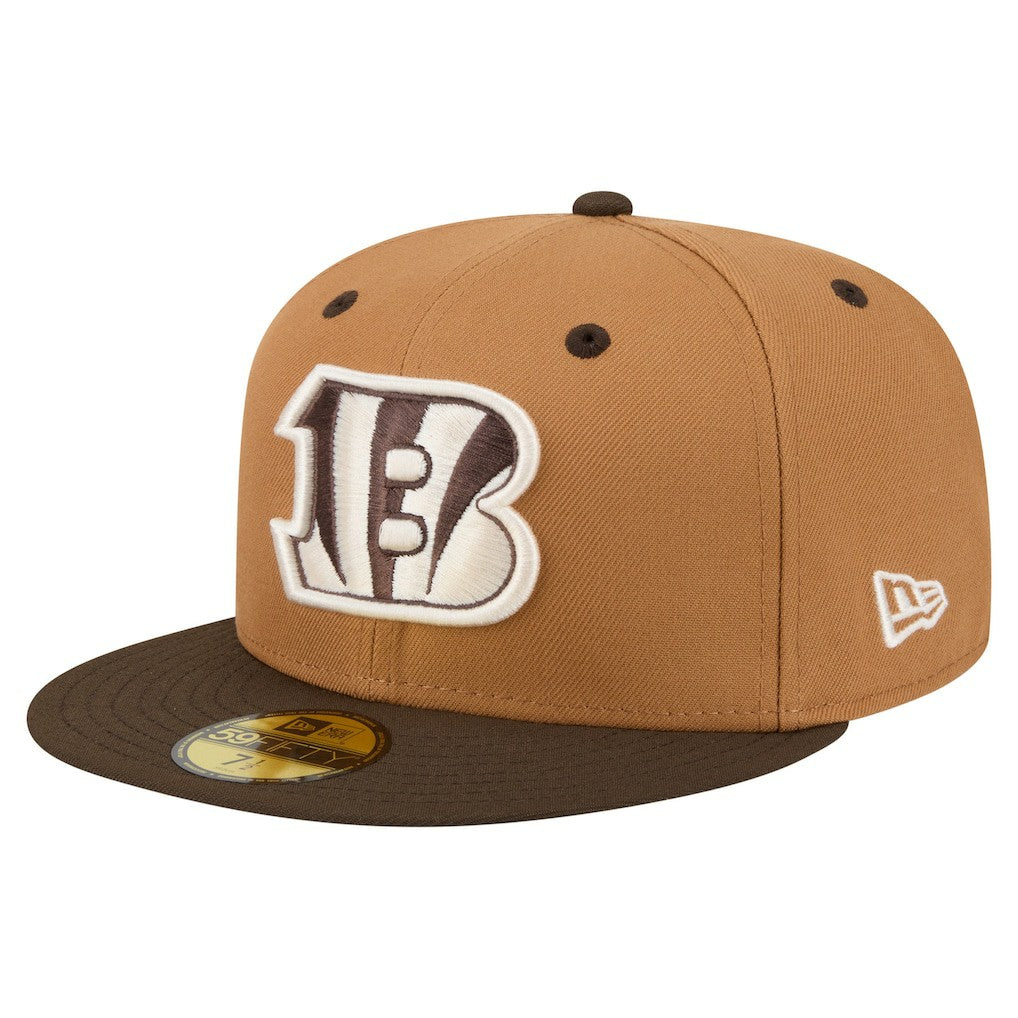 Cincinnati Bengals New Era Two-Tone Walnut 59FIFTY Fitted Hat - Light Brown/Dark Brown Hats