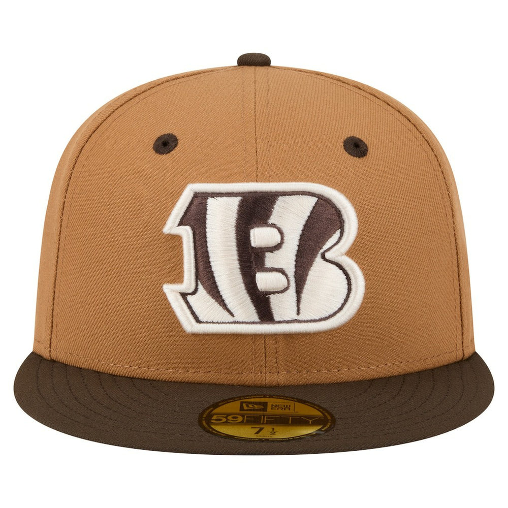 Cincinnati Bengals New Era Two-Tone Walnut 59FIFTY Fitted Hat - Light Brown/Dark Brown Hats