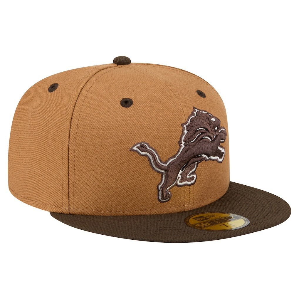 Detroit Lions New Era Two-Tone Walnut 59FIFTY Fitted Hat - Light Brown/Dark Brown Hats