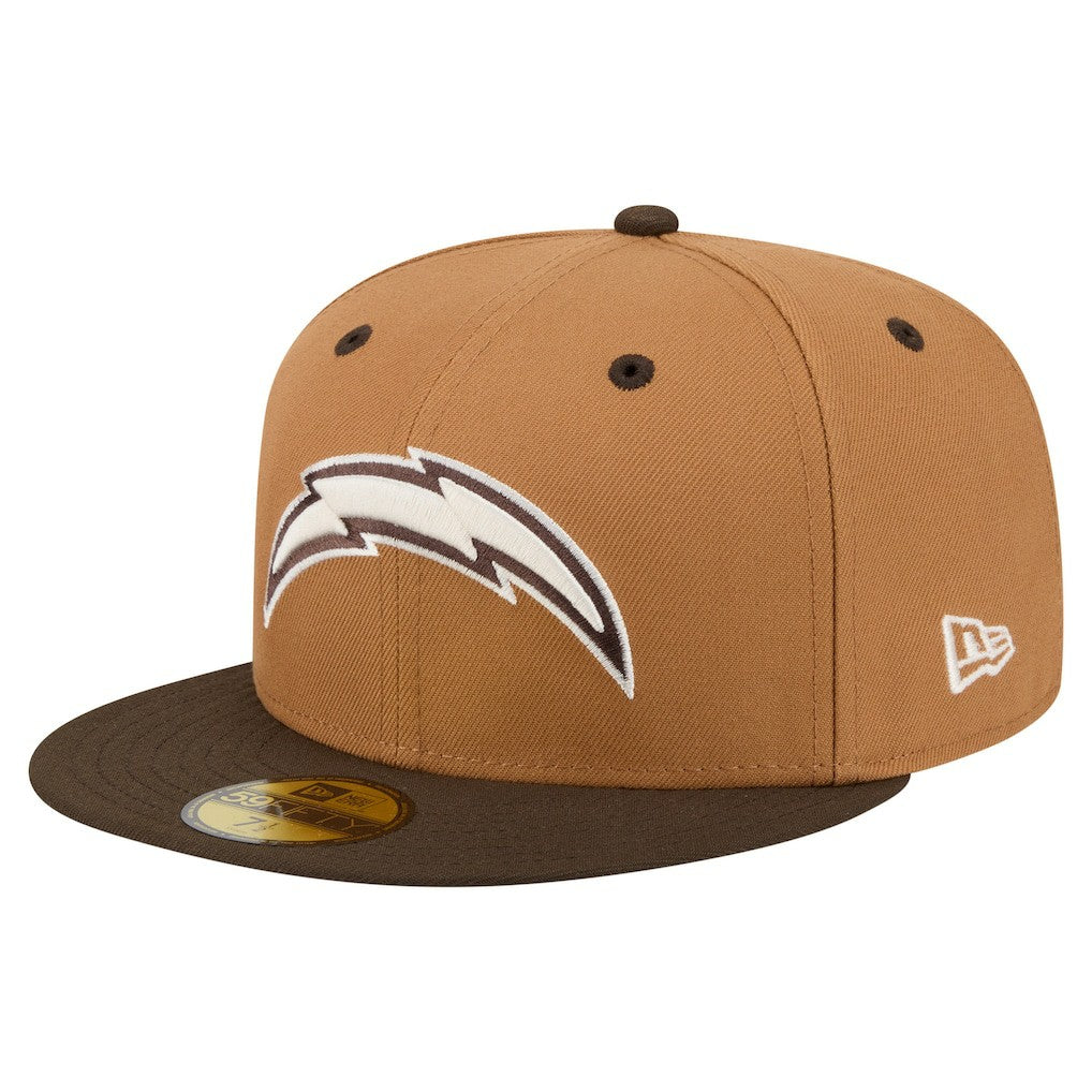 Los Angeles Chargers New Era Two-Tone Walnut 59FIFTY Fitted Hat - Light Brown/Dark Brown Hats