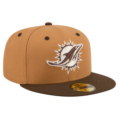 Miami Dolphins New Era Two-Tone Walnut 59FIFTY Fitted Hat - Light Brown/Dark Brown Hats