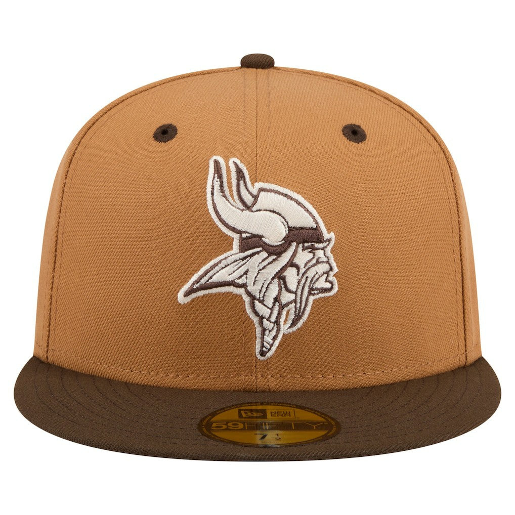 Minnesota Vikings New Era Two-Tone Walnut 59FIFTY Fitted Hat - Light Brown/Dark Brown Hats