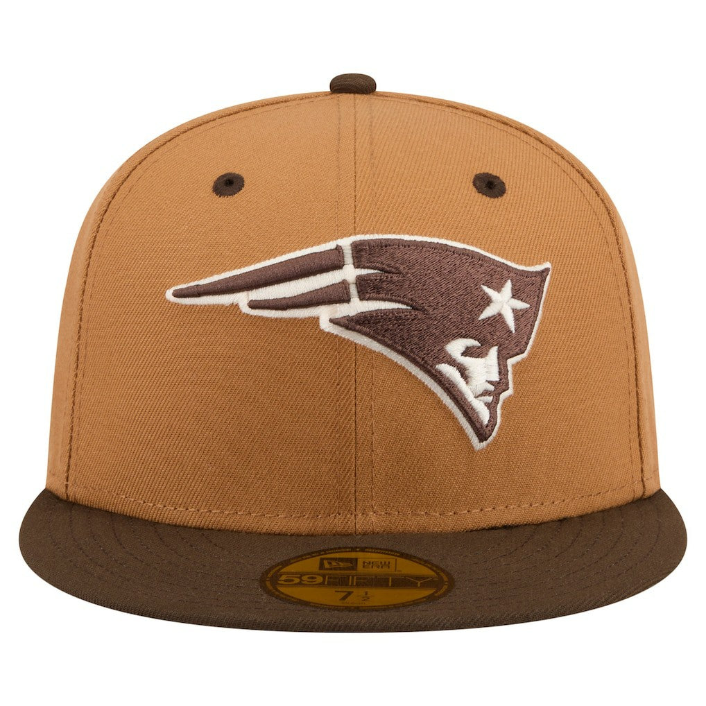 New England Patriots New Era Two-Tone Walnut 59FIFTY Fitted Hat - Light Brown/Dark Brown Hats