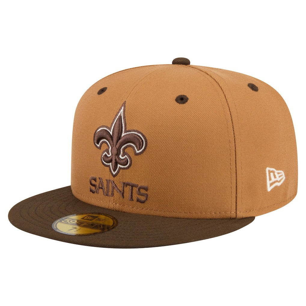 New Orleans Saints New Era Two-Tone Walnut 59FIFTY Fitted Hat - Light Brown/Dark Brown Hats
