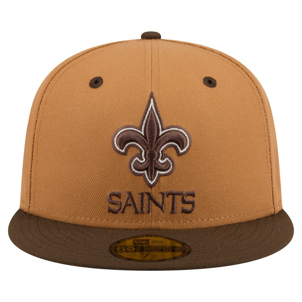 New Orleans Saints New Era Two-Tone Walnut 59FIFTY Fitted Hat - Light Brown/Dark Brown Hats