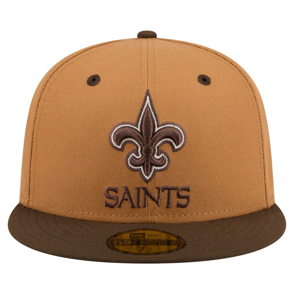 New Orleans Saints New Era Two-Tone Walnut 59FIFTY Fitted Hat - Light Brown/Dark Brown Hats