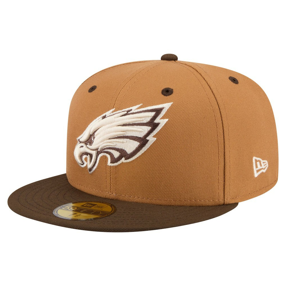 Philadelphia Eagles New Era Two-Tone Walnut 59FIFTY Fitted Hat - Light Brown/Dark Brown Hats