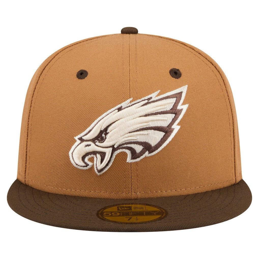 Philadelphia Eagles New Era Two-Tone Walnut 59FIFTY Fitted Hat - Light Brown/Dark Brown Hats