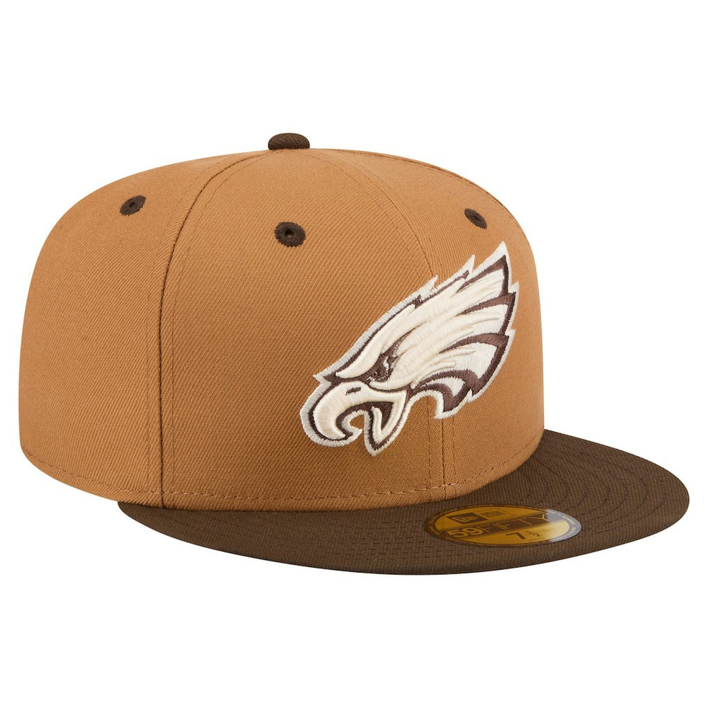 Philadelphia Eagles New Era Two-Tone Walnut 59FIFTY Fitted Hat - Light Brown/Dark Brown Hats
