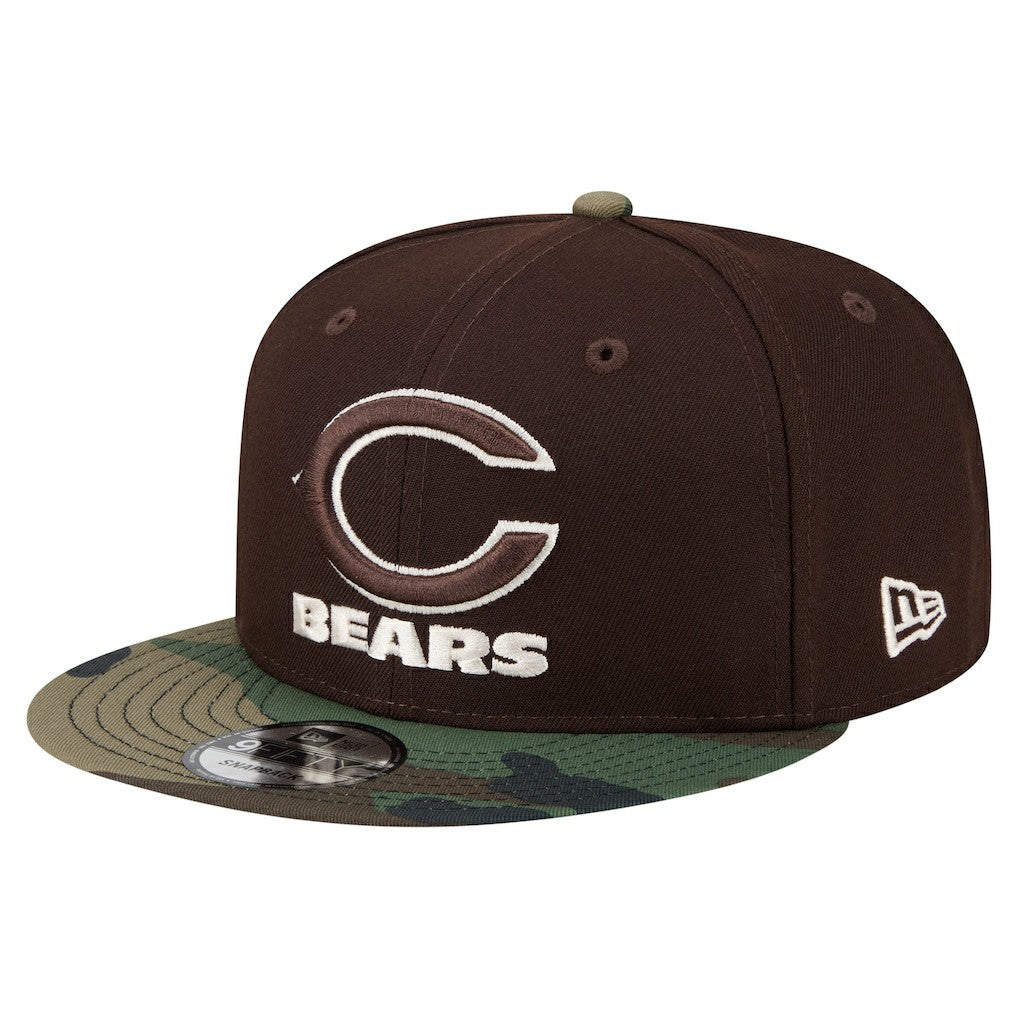 Chicago Bears Adult Burnt Wood Camo 9FIFTY Snapback Hat - Dark Brown Hats
