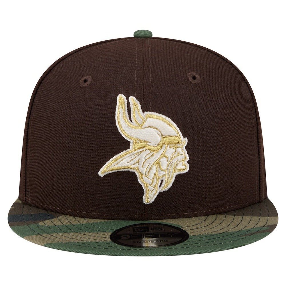 Minnesota Vikings Adult Burnt Wood Camo 9FIFTY Snapback Hat - Dark Brown Hats