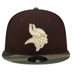 Minnesota Vikings Adult Burnt Wood Camo 9FIFTY Snapback Hat - Dark Brown Hats