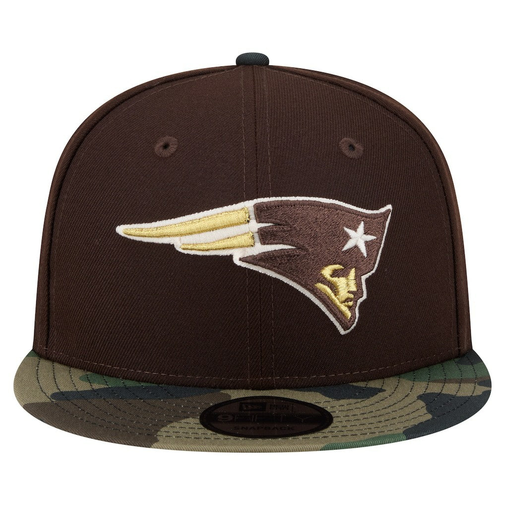 New England Patriots Adult Burnt Wood Camo 9FIFTY Snapback Hat - Dark Brown Hats