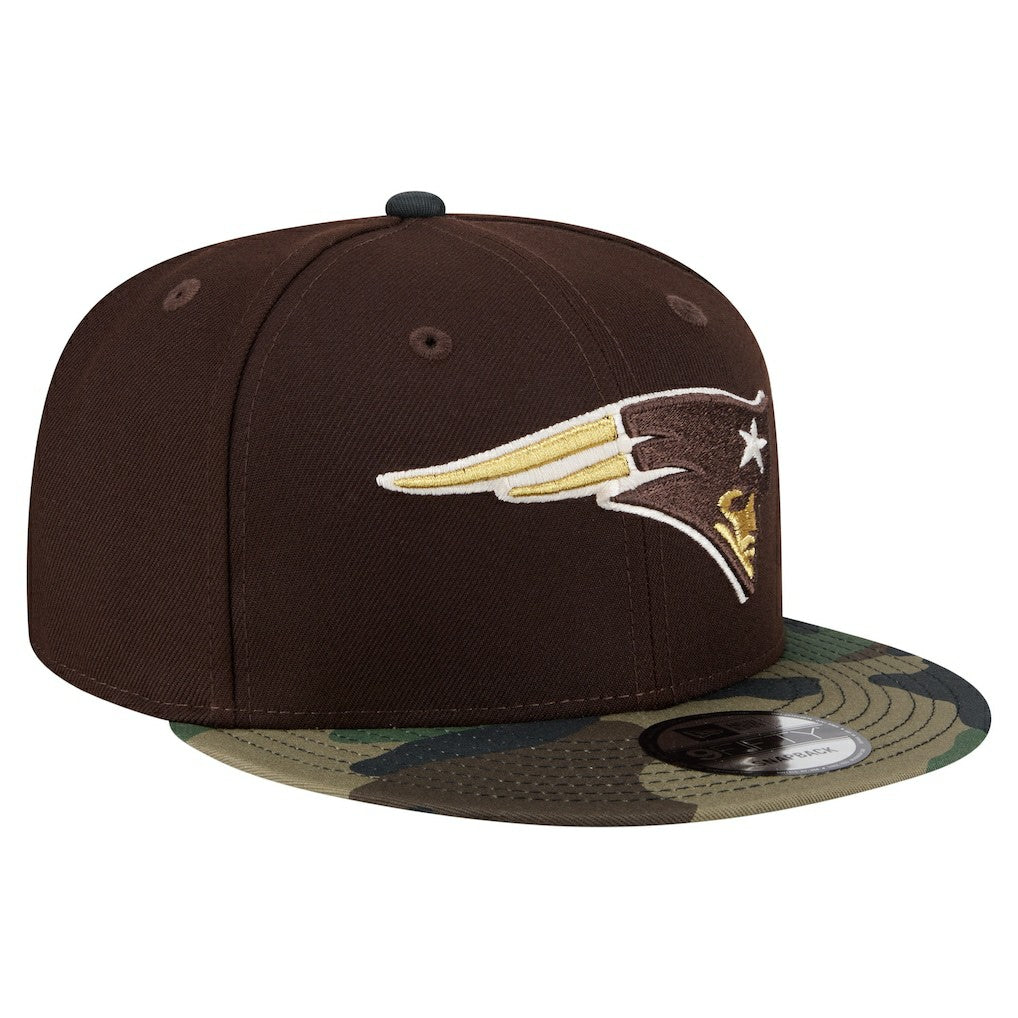 New England Patriots Adult Burnt Wood Camo 9FIFTY Snapback Hat - Dark Brown Hats