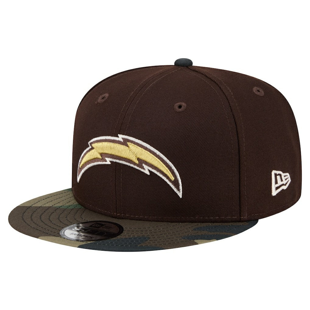Los Angeles Chargers Adult Burnt Wood Camo 9FIFTY Snapback Hat - Dark Brown Hats