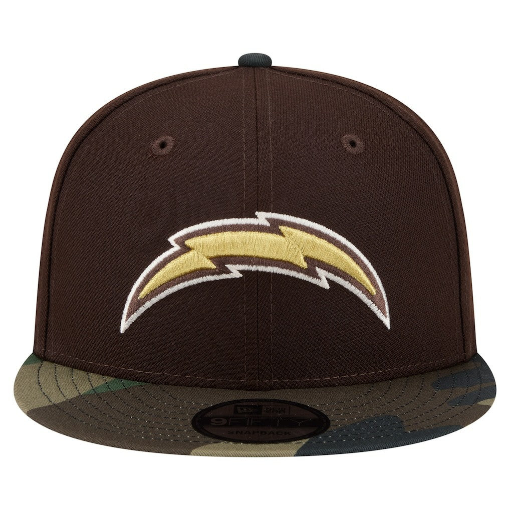 Los Angeles Chargers Adult Burnt Wood Camo 9FIFTY Snapback Hat - Dark Brown Hats