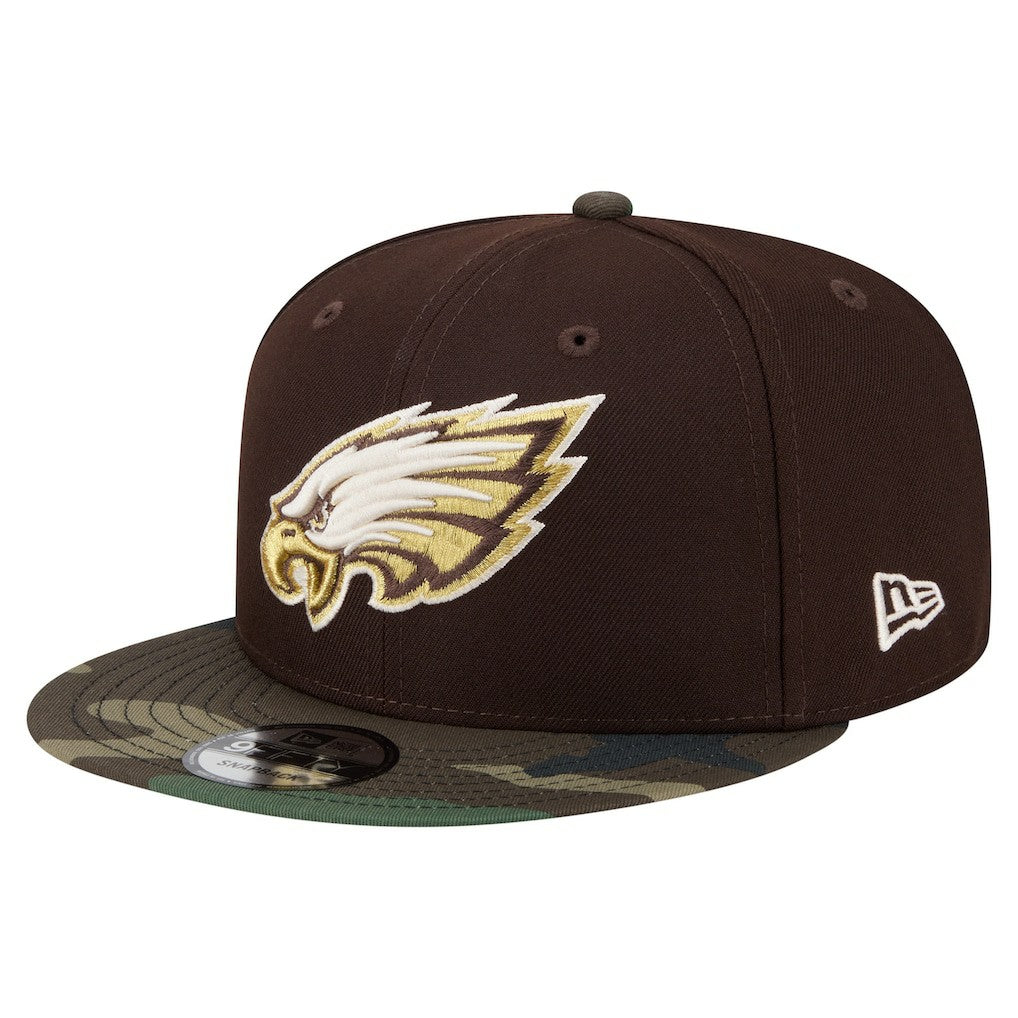 Philadelphia Eagles Adult Burnt Wood Camo 9FIFTY Snapback Hat - Dark Brown Hats