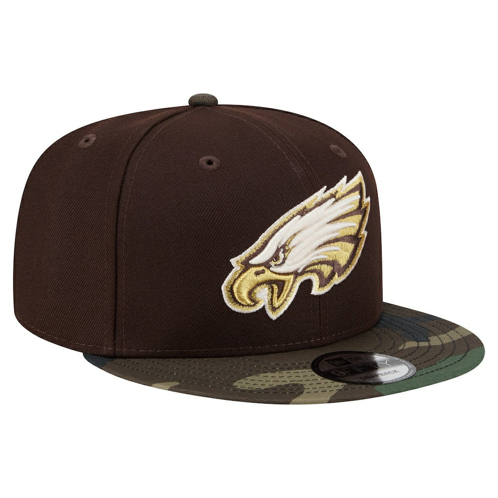 Philadelphia Eagles Adult Burnt Wood Camo 9FIFTY Snapback Hat - Dark Brown Hats