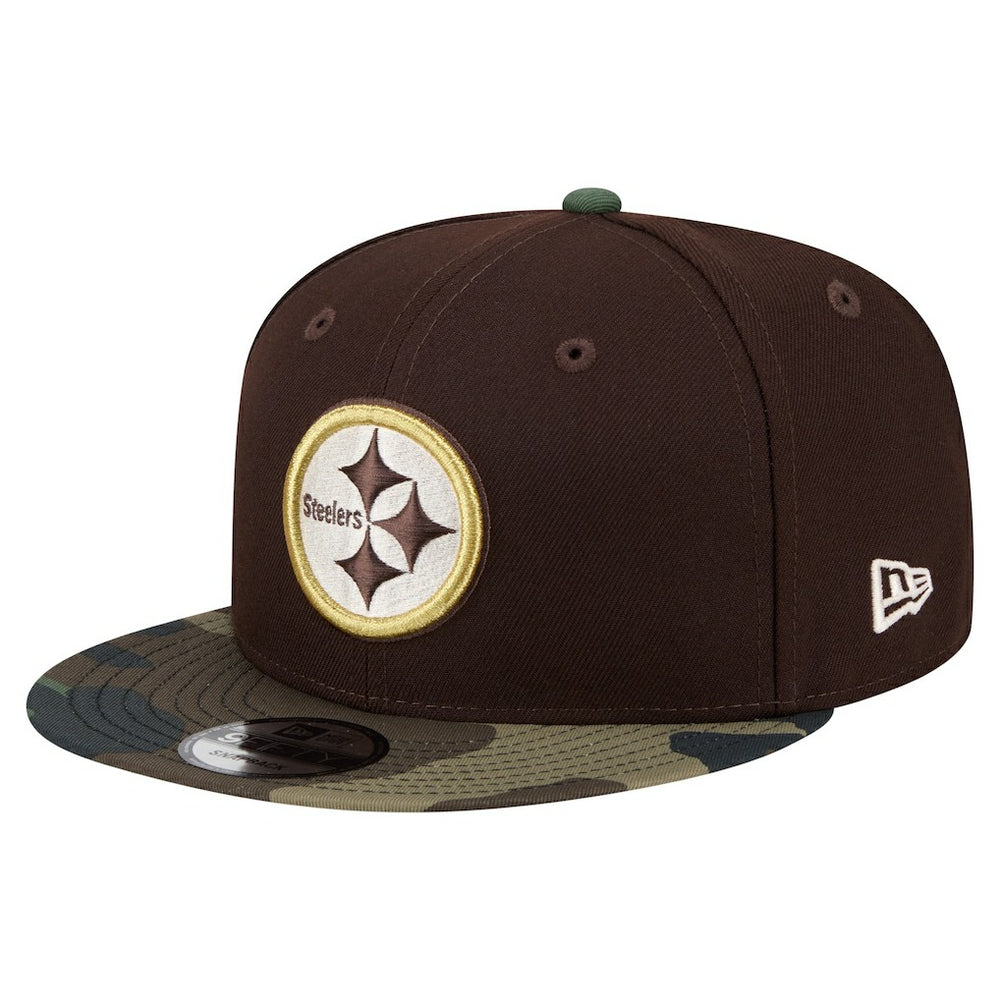 Pittsburgh Steelers Adult Burnt Wood Camo 9FIFTY Snapback Hat - Dark Brown Hats