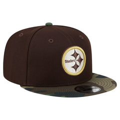 Pittsburgh Steelers Adult Burnt Wood Camo 9FIFTY Snapback Hat - Dark Brown Hats