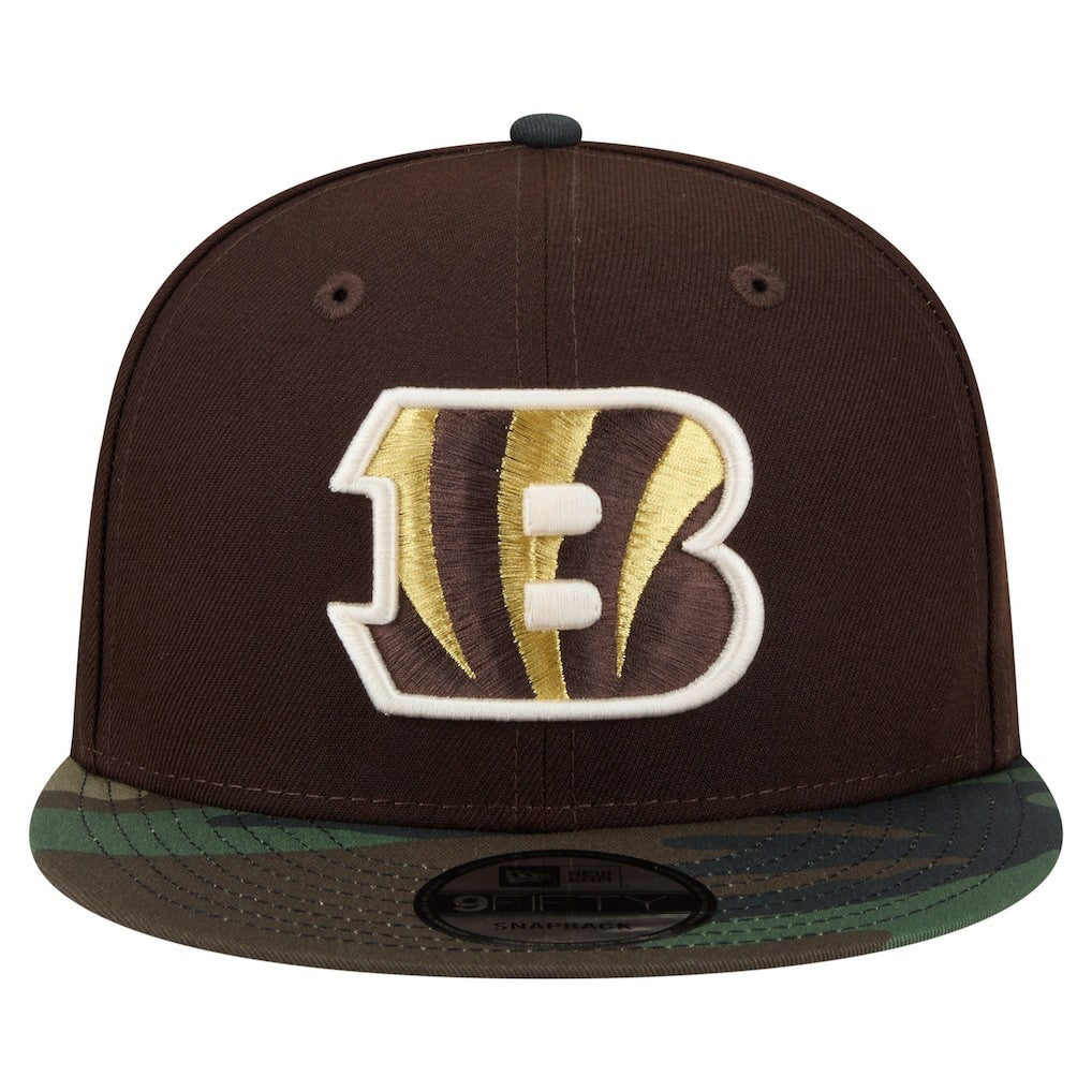 Cincinnati Bengals Adult Burnt Wood Camo 9FIFTY Snapback Hat - Dark Brown Hats