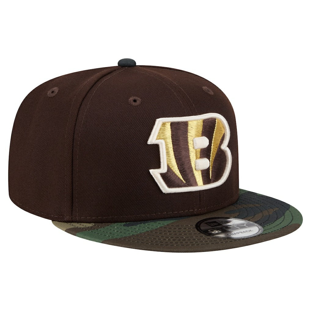 Cincinnati Bengals Adult Burnt Wood Camo 9FIFTY Snapback Hat - Dark Brown Hats