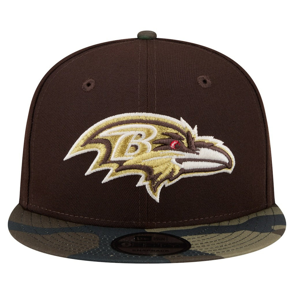 Baltimore Ravens Adult Burnt Wood Camo 9FIFTY Snapback Hat - Dark Brown Hats