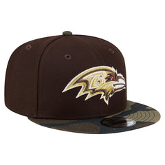 Baltimore Ravens Adult Burnt Wood Camo 9FIFTY Snapback Hat - Dark Brown Hats