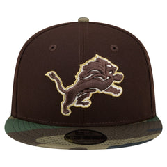 Detroit Lions Adult Burnt Wood Camo 9FIFTY Snapback Hat - Dark Brown Hats