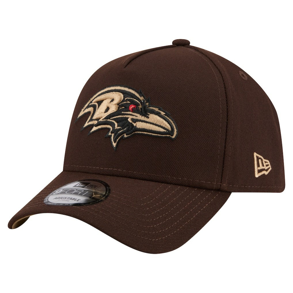 Baltimore Ravens New Era Burnt Wood A-Frame 9FORTY Adjustable Hat - Dark Brown Hats