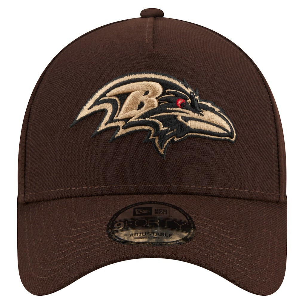 Baltimore Ravens New Era Burnt Wood A-Frame 9FORTY Adjustable Hat - Dark Brown Hats