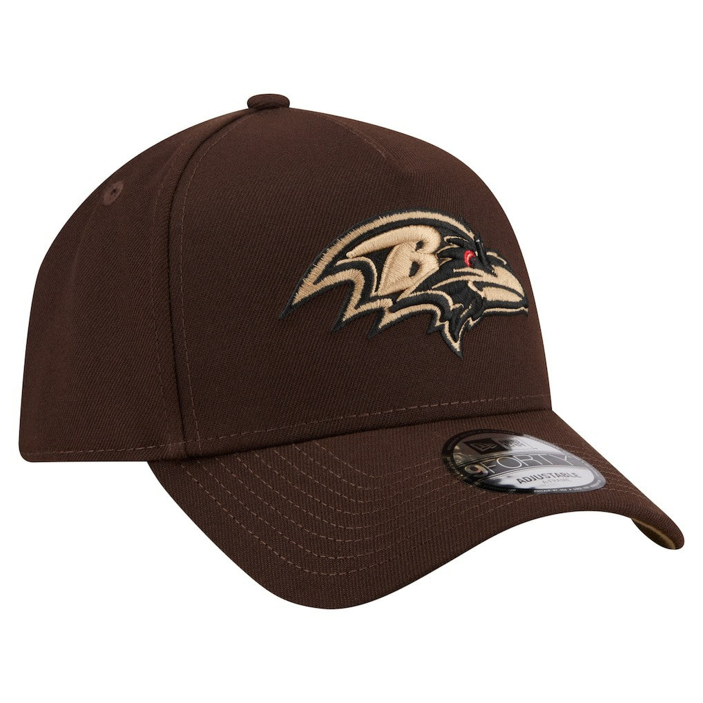 Baltimore Ravens New Era Burnt Wood A-Frame 9FORTY Adjustable Hat - Dark Brown Hats