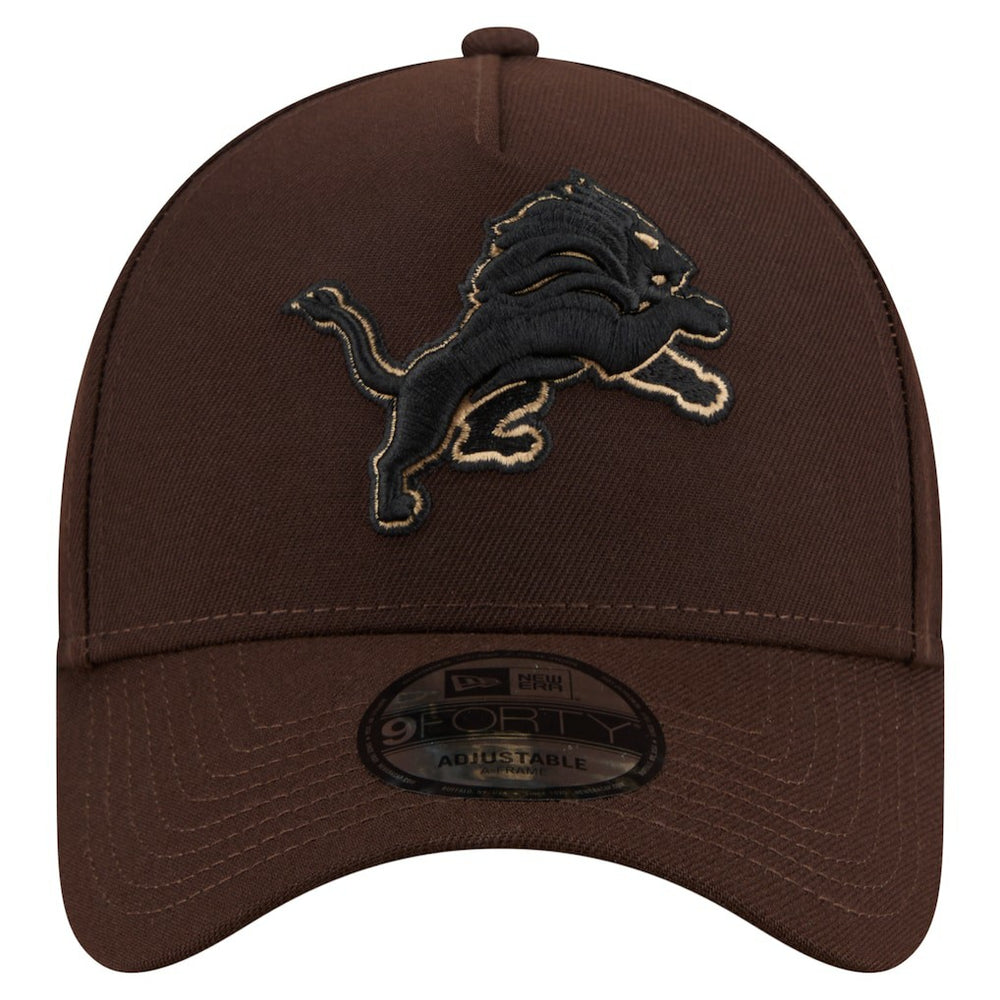 Detroit Lions New Era Burnt Wood A-Frame 9FORTY Adjustable Hat - Dark Brown Hats