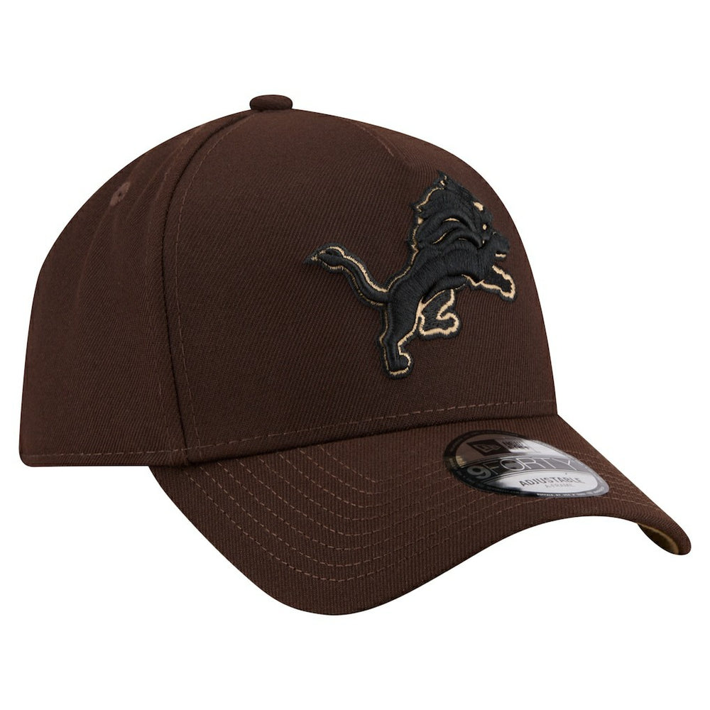 Detroit Lions New Era Burnt Wood A-Frame 9FORTY Adjustable Hat - Dark Brown Hats