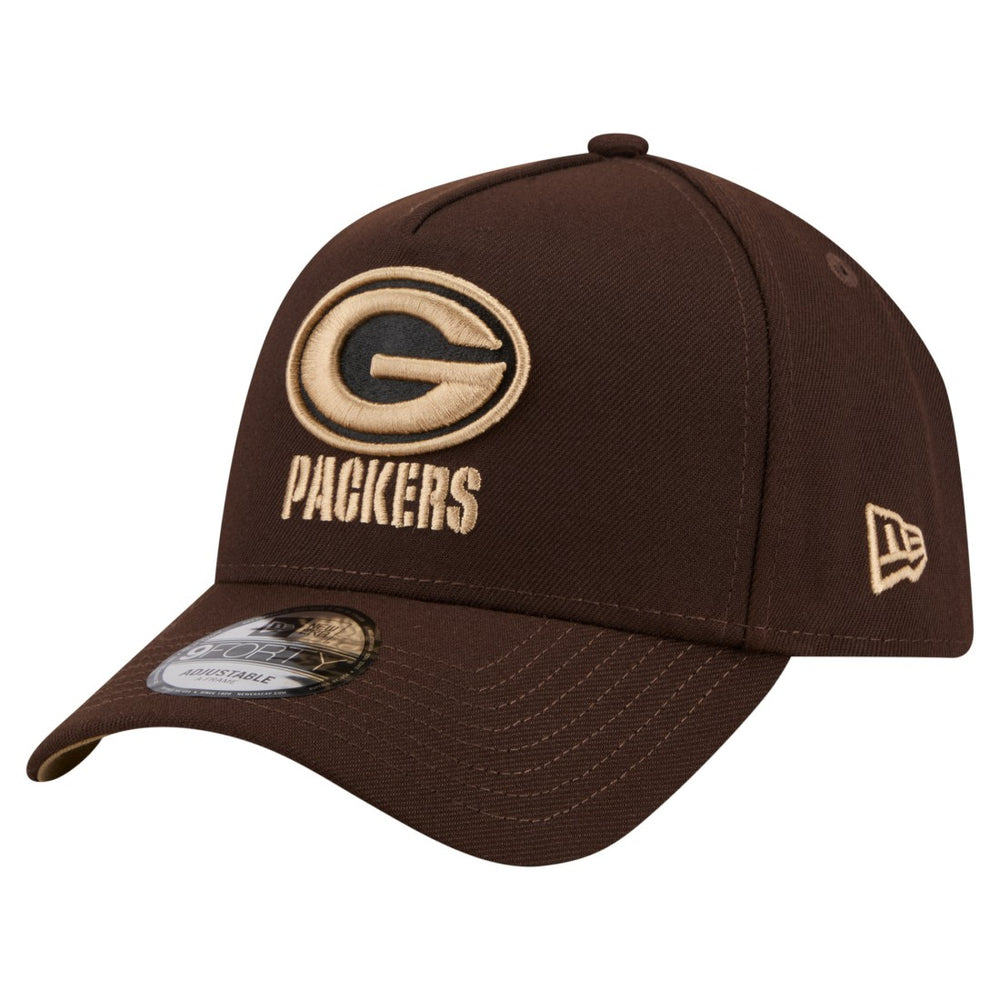 Green Bay Packers New Era Burnt Wood A-Frame 9FORTY Adjustable Hat - Dark Brown Hats