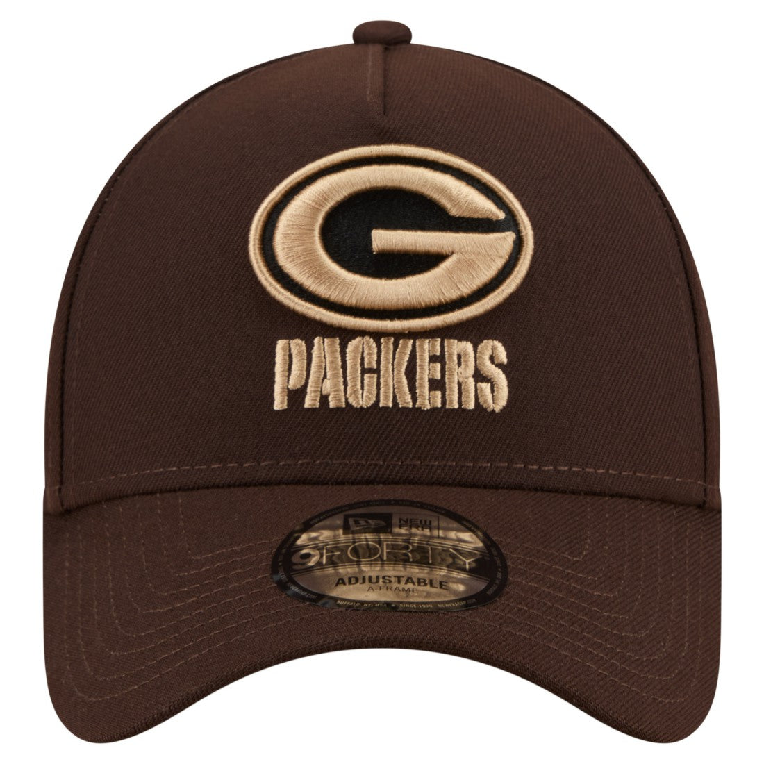 Green Bay Packers New Era Burnt Wood A-Frame 9FORTY Adjustable Hat - Dark Brown Hats