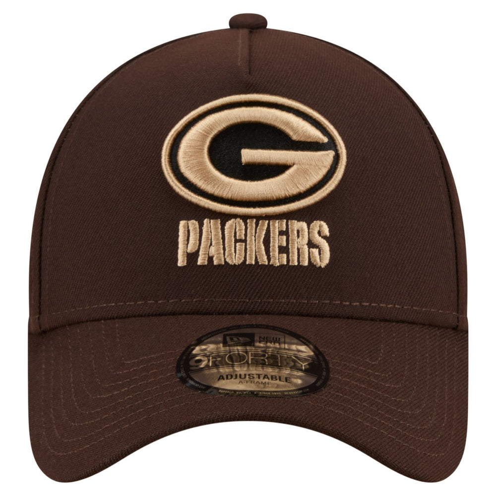 Green Bay Packers New Era Burnt Wood A-Frame 9FORTY Adjustable Hat - Dark Brown Hats