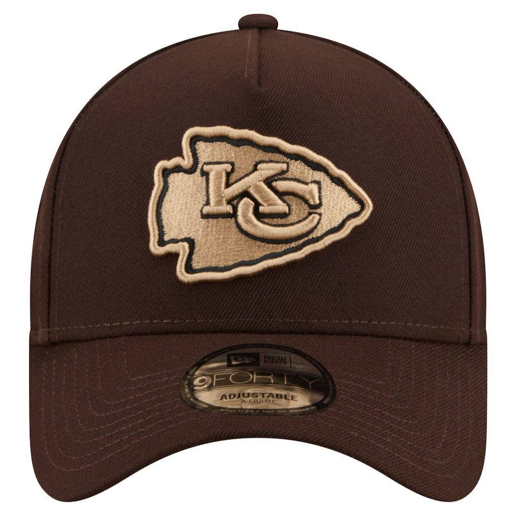 Kansas City Chiefs New Era Burnt Wood A-Frame 9FORTY Adjustable Hat - Dark Brown Hats
