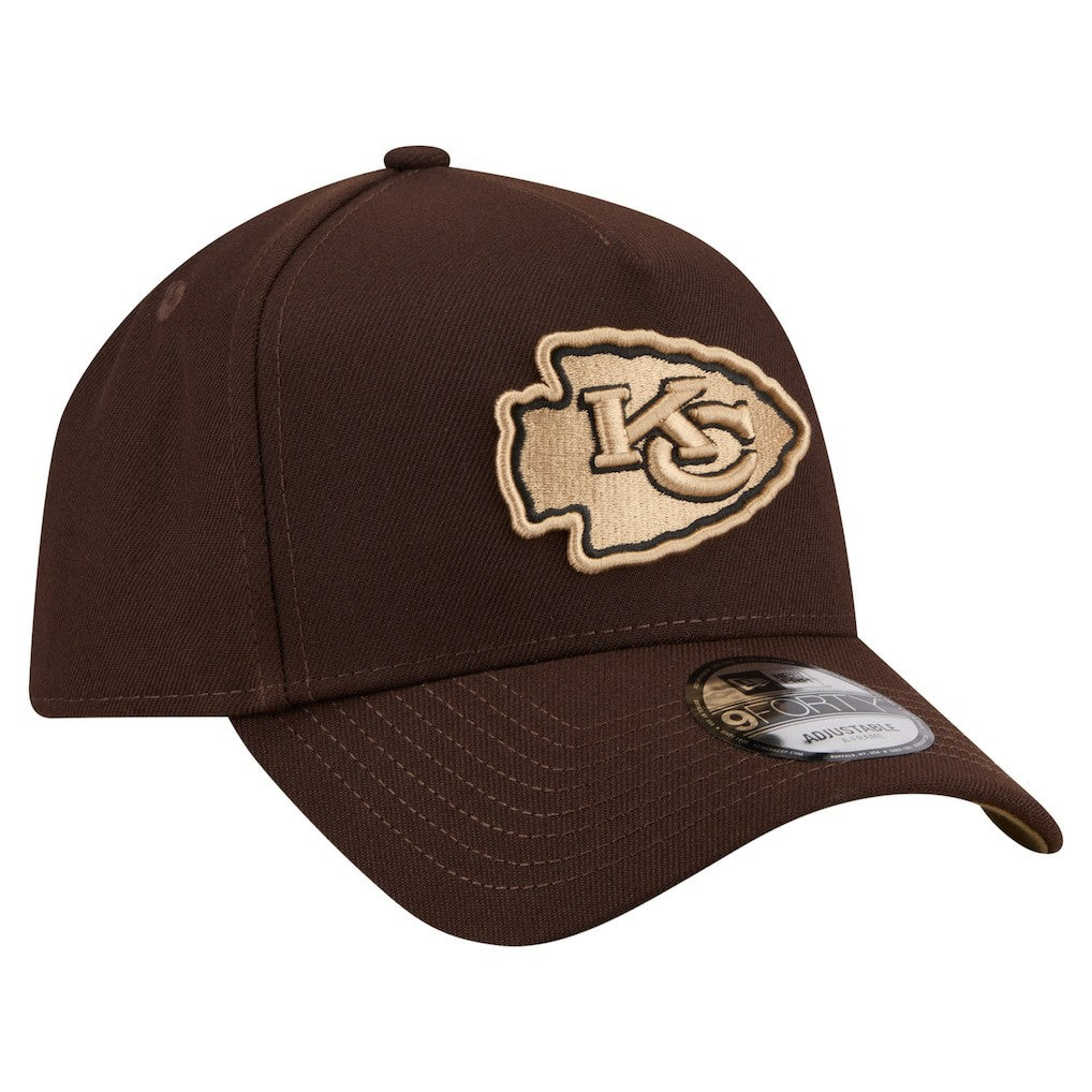 Kansas City Chiefs New Era Burnt Wood A-Frame 9FORTY Adjustable Hat - Dark Brown Hats