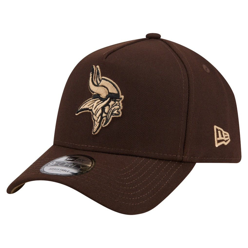 Minnesota Vikings New Era Burnt Wood A-Frame 9FORTY Adjustable Hat - Dark Brown Hats